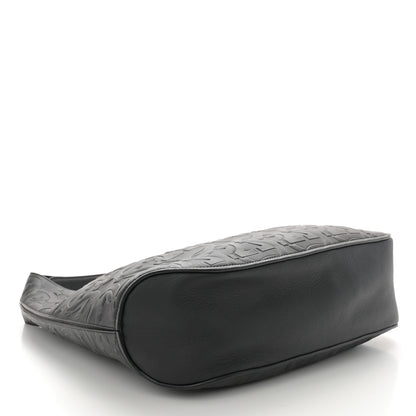 Salvatore Ferragamo SALVATORE FERRAGAMO Calfskin Embossed Gancini Margot Hobo Black 5 of 10