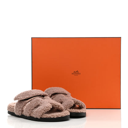 Hermes Woolskin Womens Chypre Sandals 38 Bois De Santal 8 of 8
