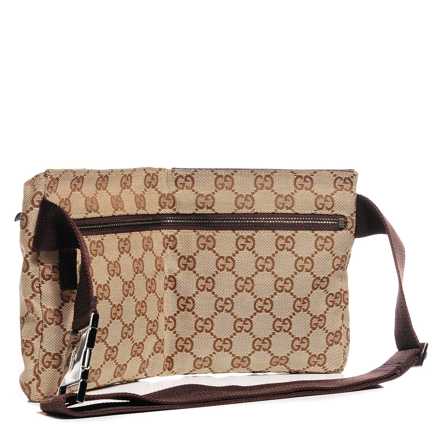 Gucci GG Monogram Double Pocket Belt Bag Dark Brown 3 of 9