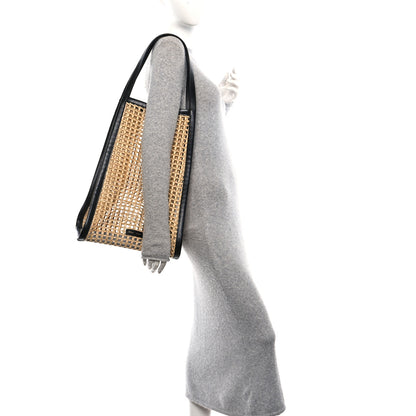 Khaite Raffia Calfskin June Cutout Palm Tote Natural Black 2 of 9