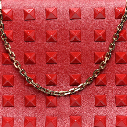 Valentino Garavani Vitello Monochrome Rockstud All Over Chain Flap Crossbody Bag Rosso Valentino 7 of 9
