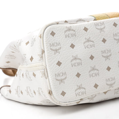 MCM Visetos Striped Shooping Tote White 6 of 14
