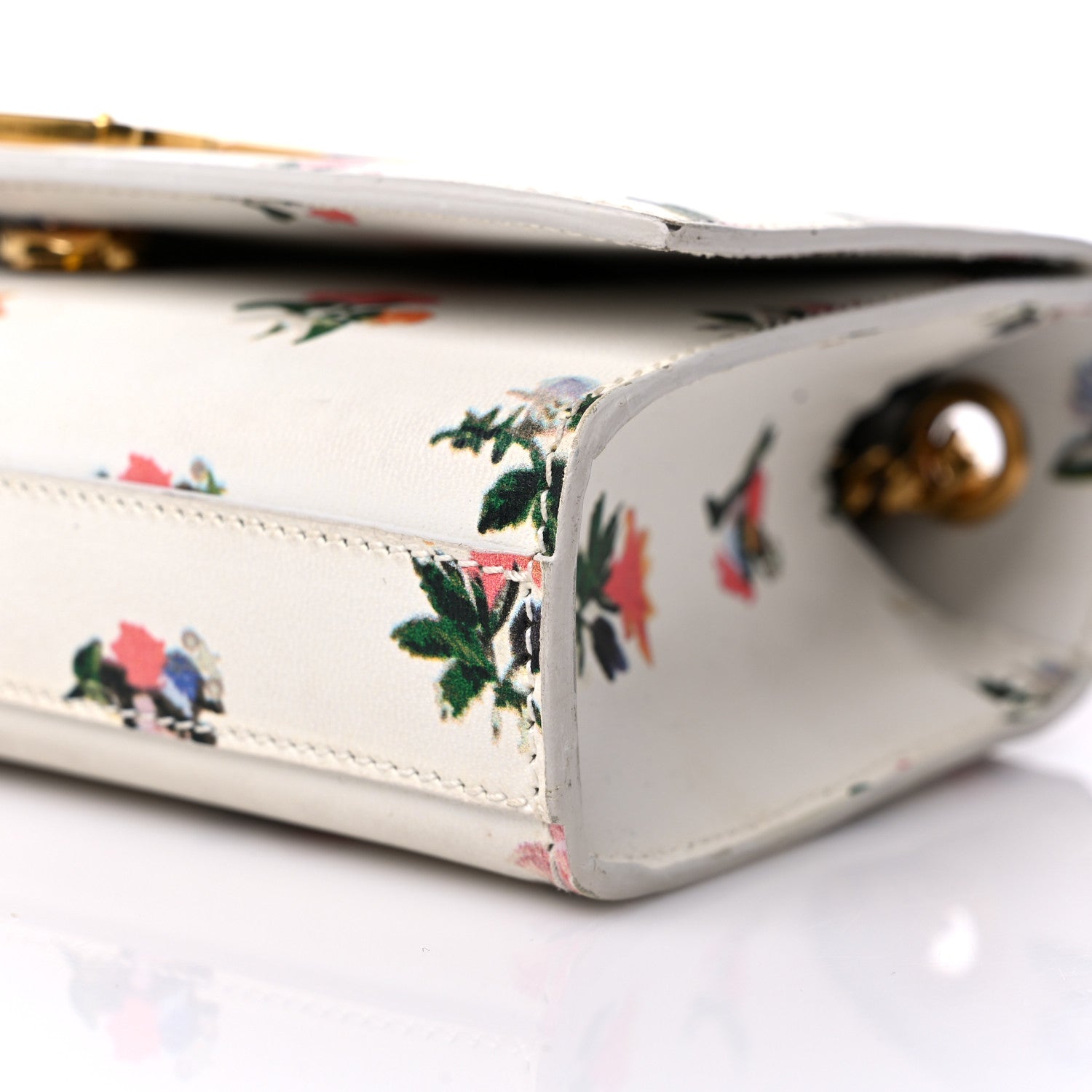 Saint Laurent Calfskin Prairie Flower Printed Small Classic Monogram Kate Satchel White 9 of 15