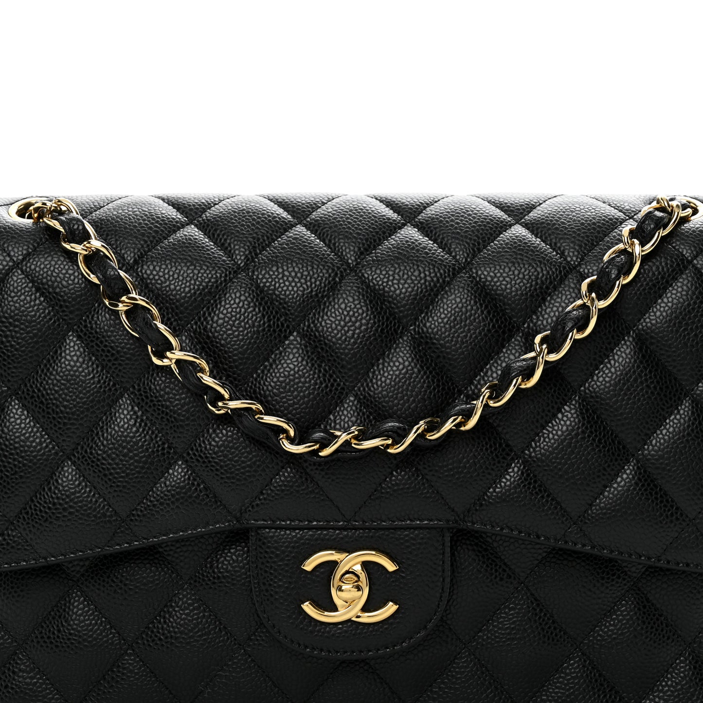 Caviar Quilted Jumbo Double Flap Black