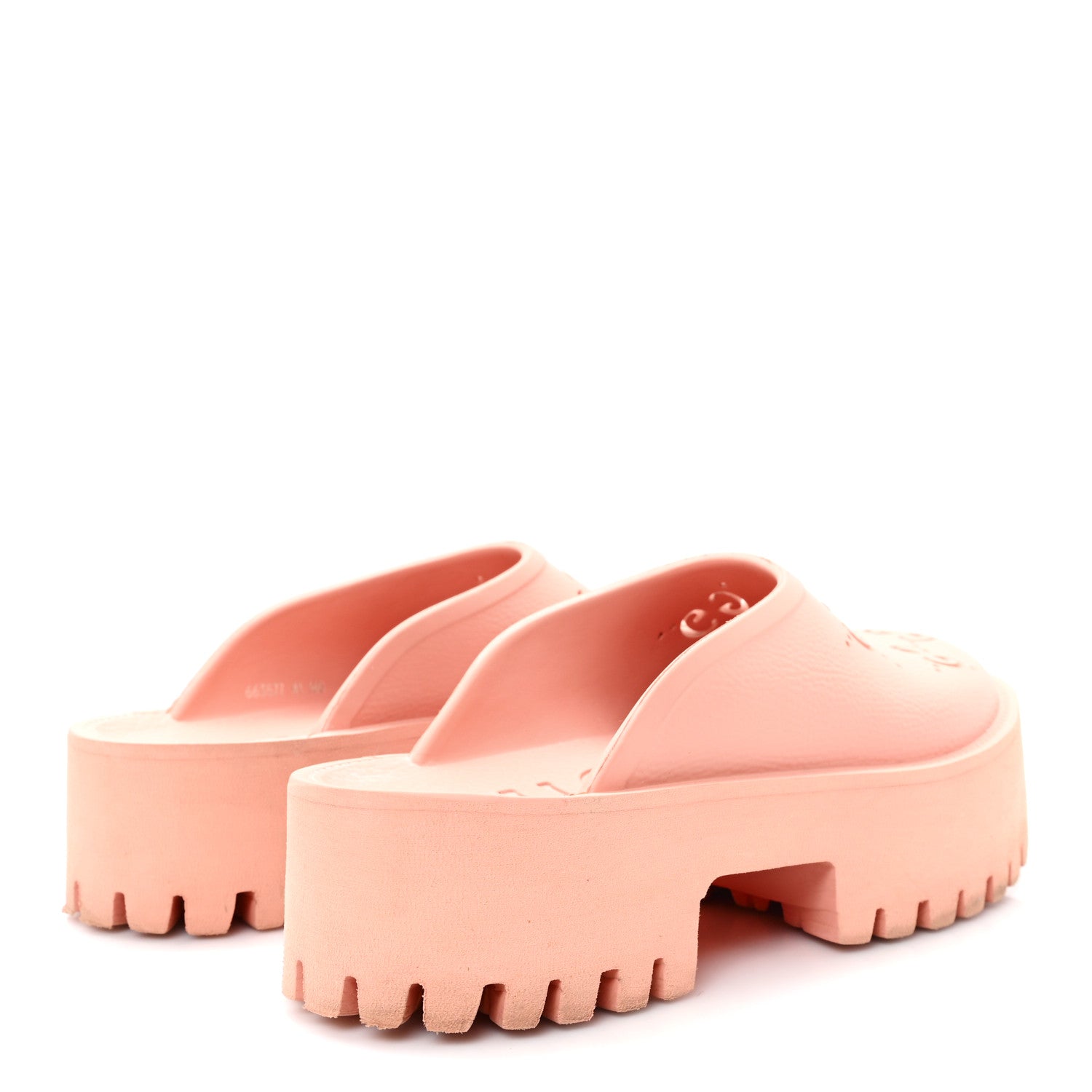 Gucci Rubber GG Monogram Perforated Elea Platform 55mm Lug Sole Sandals 41 Peachy Chic 5 of 9