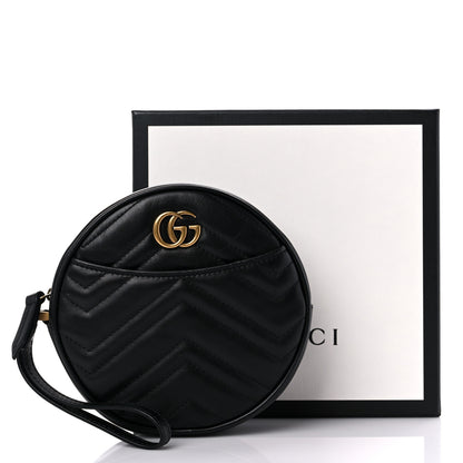 Gucci Calfskin Matelasse GG Marmont Round Wrist Wallet Black 10 of 10