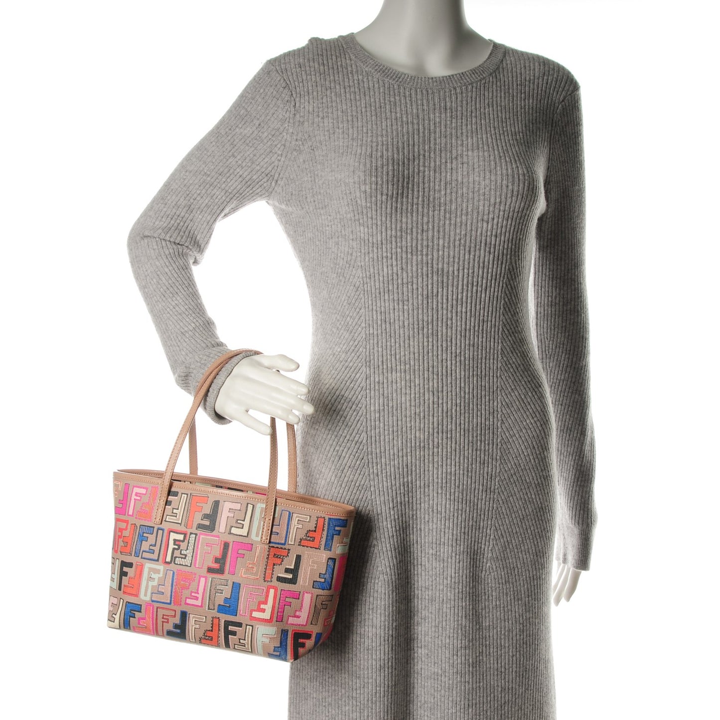 Zucca Spalmati Vitello FF Multicolor Mini Roll Tote Beige Multicolor Cipria