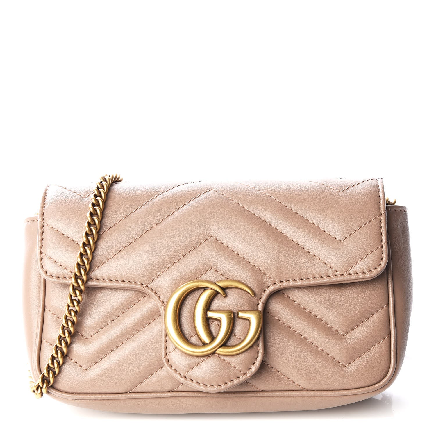 Gucci Calfskin Matelasse Super Mini GG Marmont Shoulder Bag Porcelain Rose 1 of 8