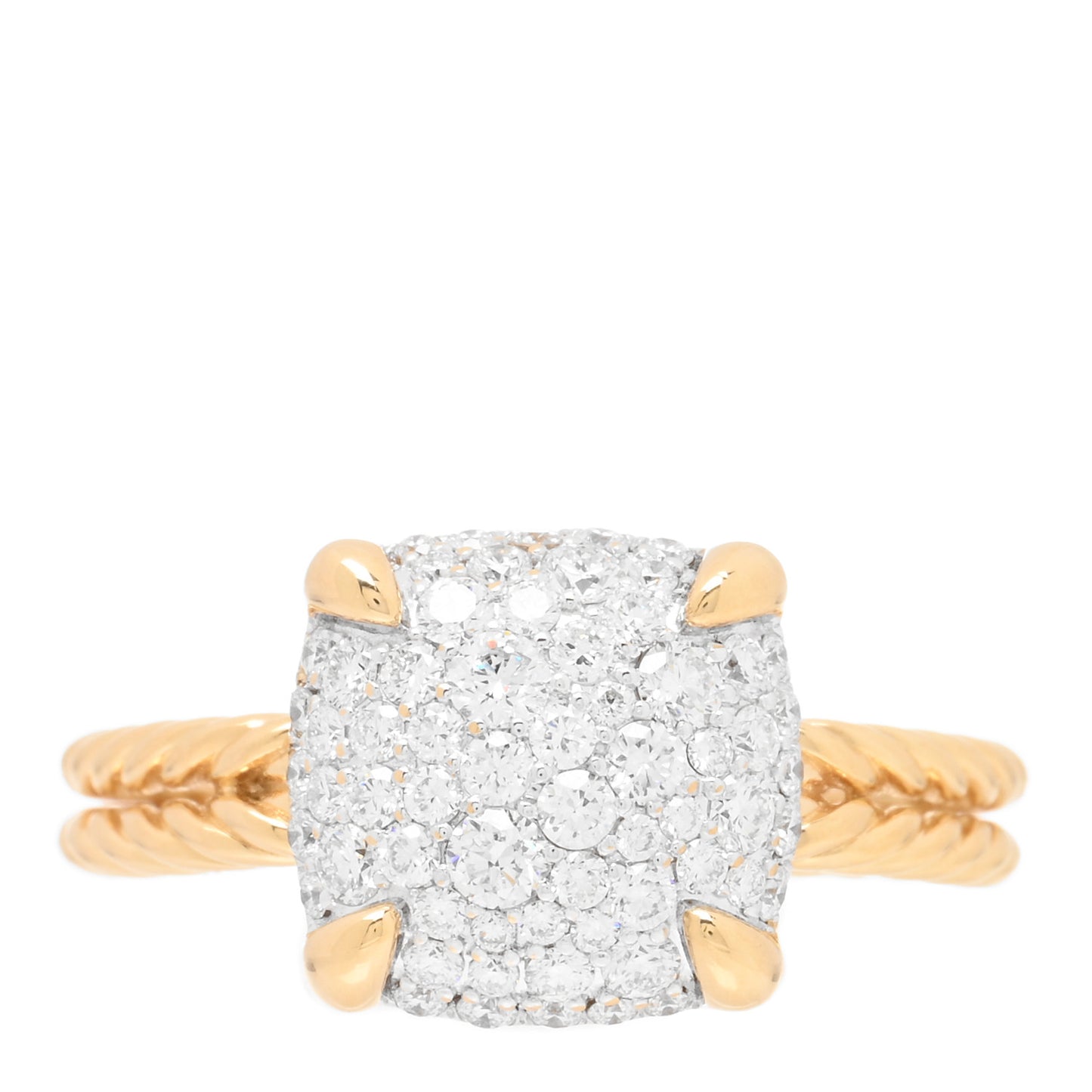 18K Yellow Gold Diamond 11mm Chatelaine Pave Ring 54 6.75