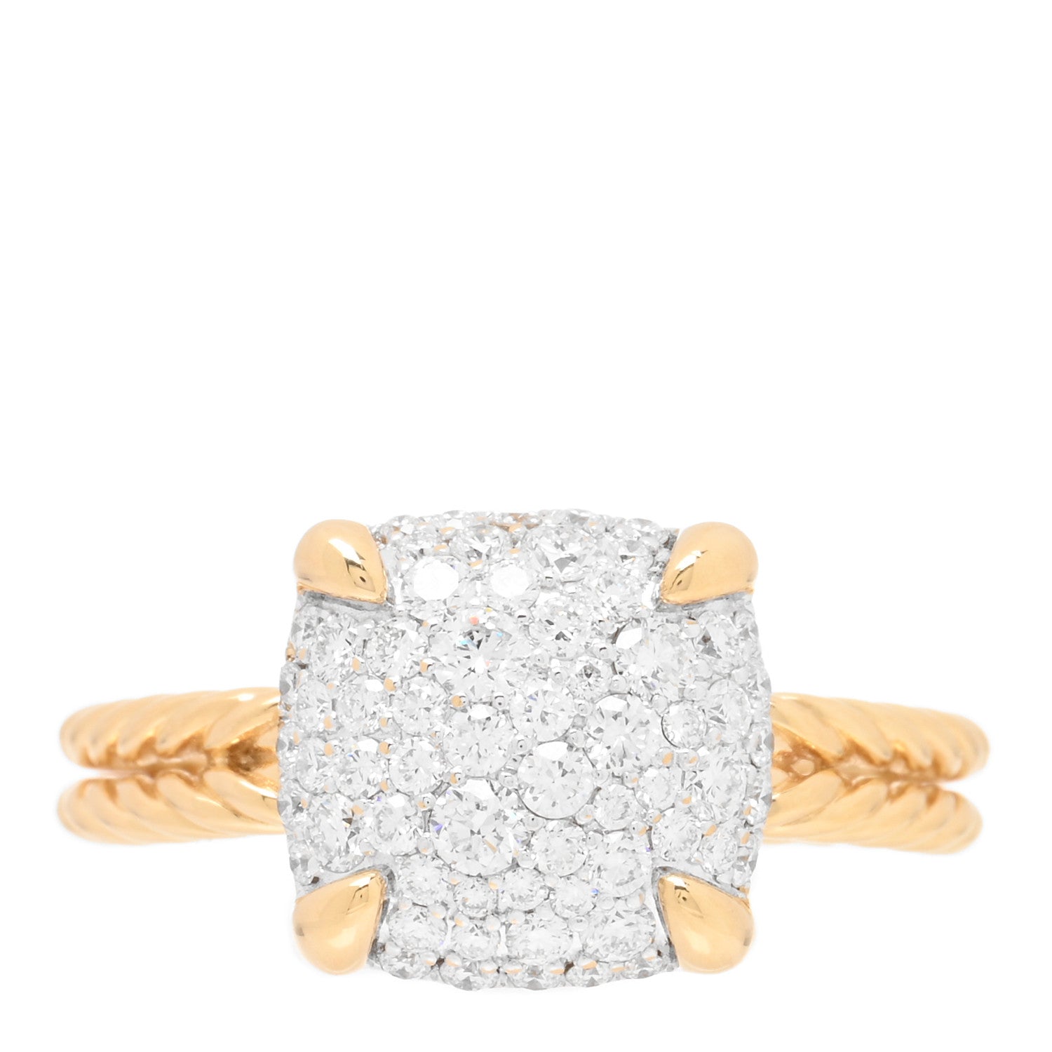 David Yurman 18K Yellow Gold Diamond 11mm Chatelaine Pave Ring 54 6.75 1 of 5