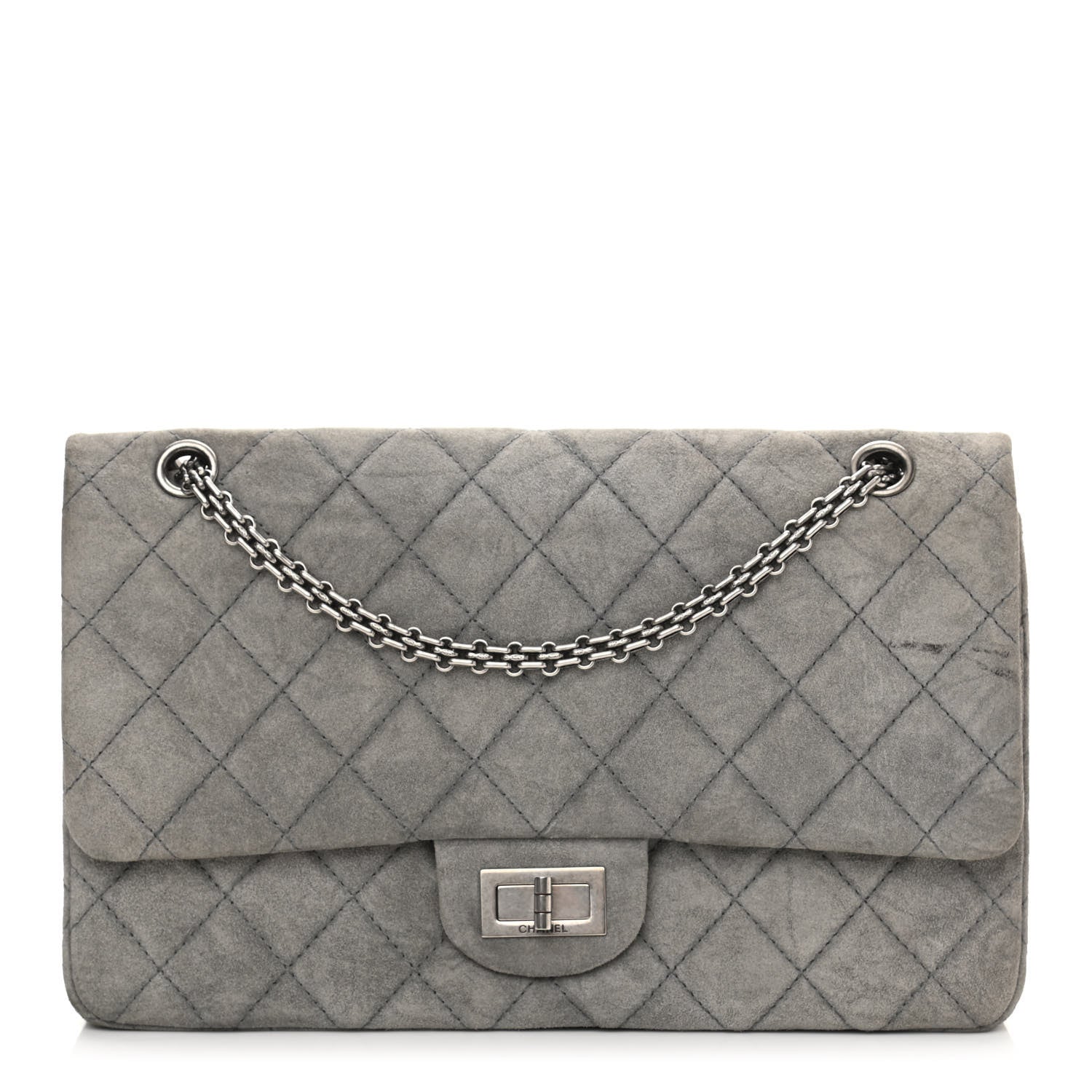 Chanel Suede Calfskin 2.55 Reissue 227 Flap Grey 1 of 13