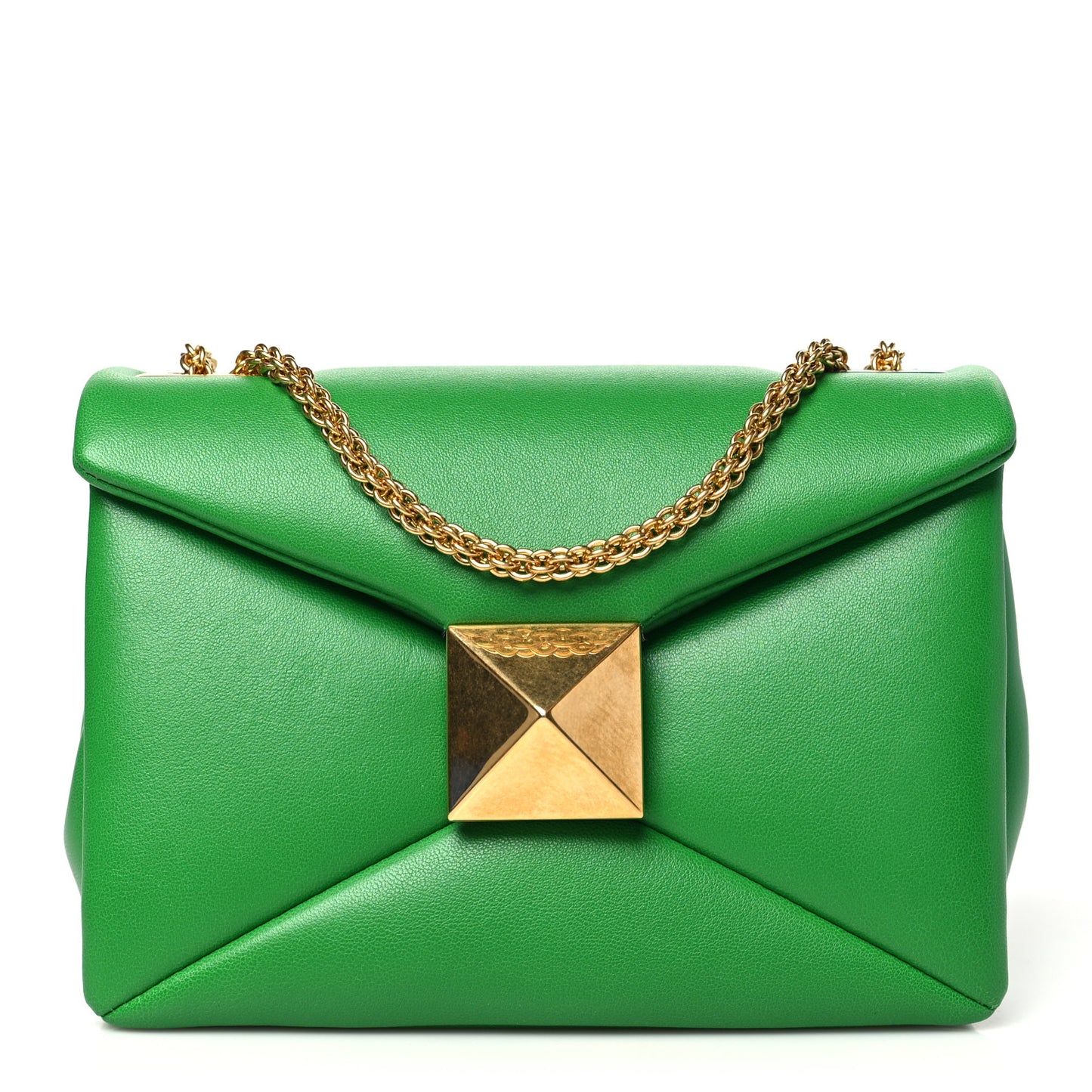 Nappa One Stud Chain Clutch Gea Green