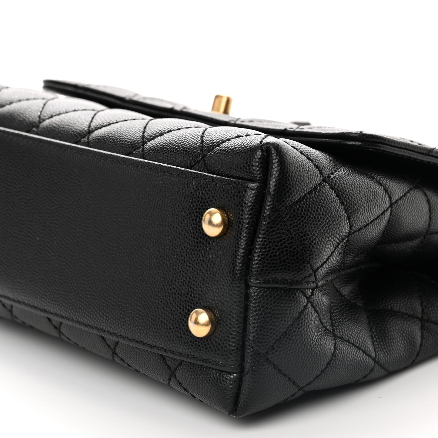 Caviar Quilted Mini Coco Chain Handle Flap Black