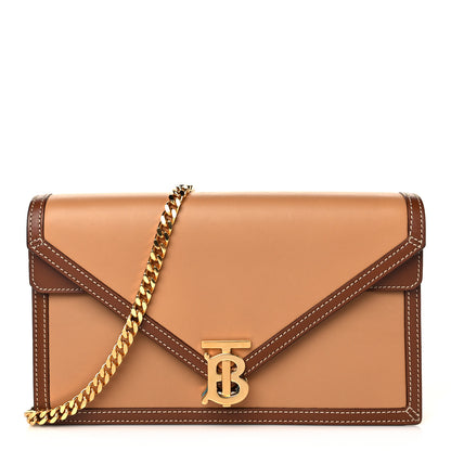Burberry Calfskin Small TB Envelope Clutch Bag Malt Brown 1 of 9
