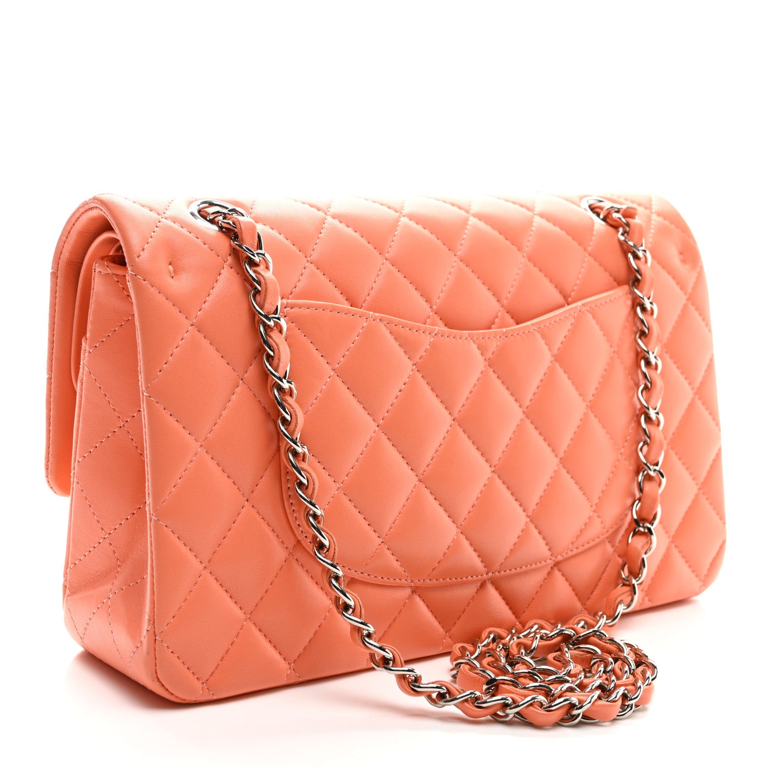 Chanel Lambskin Quilted Medium Double Flap Orange 2 of 9
