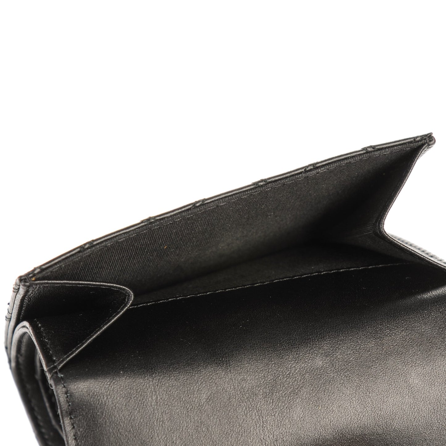 Lambskin Stitched French Wallet Black