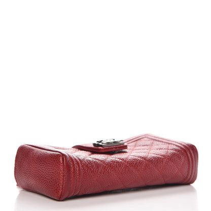 Chanel Caviar Quilted Mini Boy Phone Holder Clutch Dark Red 4 of 9