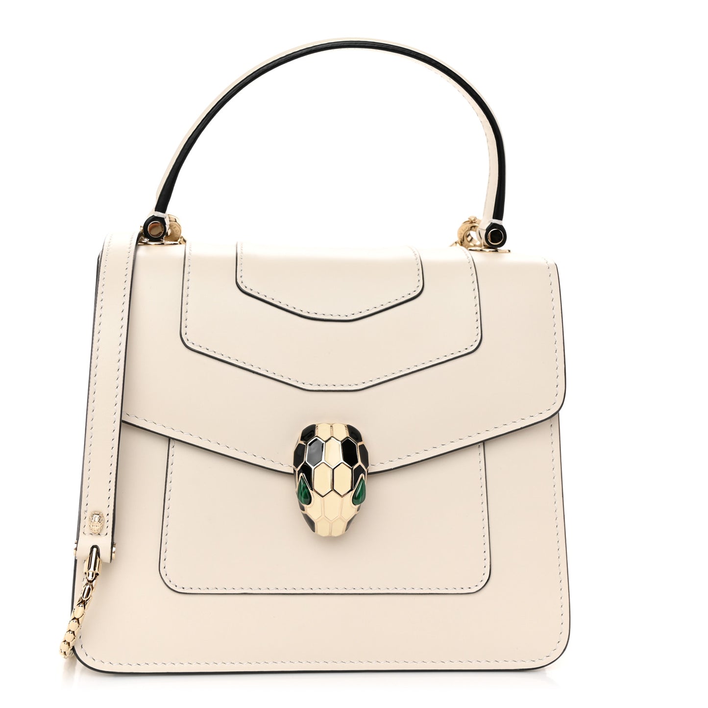 Calfskin Serpenti Forever Top Handle White