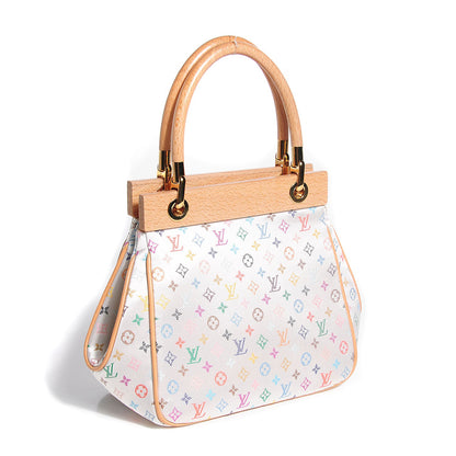 Louis Vuitton Silk Satin Monogram Multicolor Abelia White 3 of 8