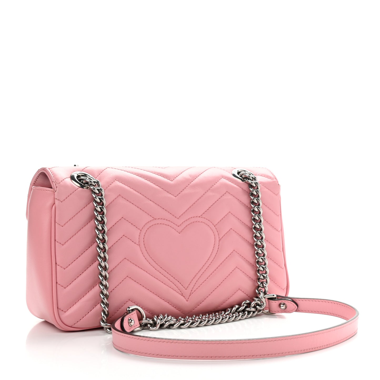 Calfskin Matelasse Small GG Marmont Shoulder Bag Wild Rose