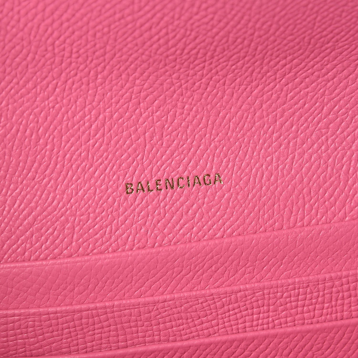 Balenciaga Signature Grained Calfskin Logo Ville Wallet on Chain Bubble Gum Black 6 of 12