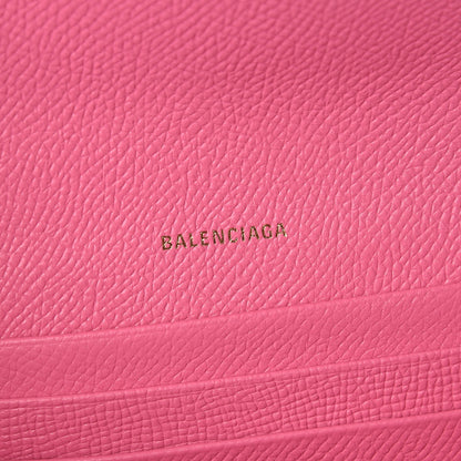 Balenciaga Signature Grained Calfskin Logo Ville Wallet on Chain Bubble Gum Black 6 of 12