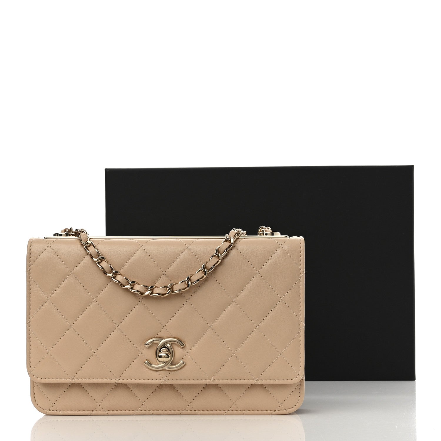 Chanel Lambskin Quilted Trendy CC Wallet On Chain WOC Beige 12 of 12