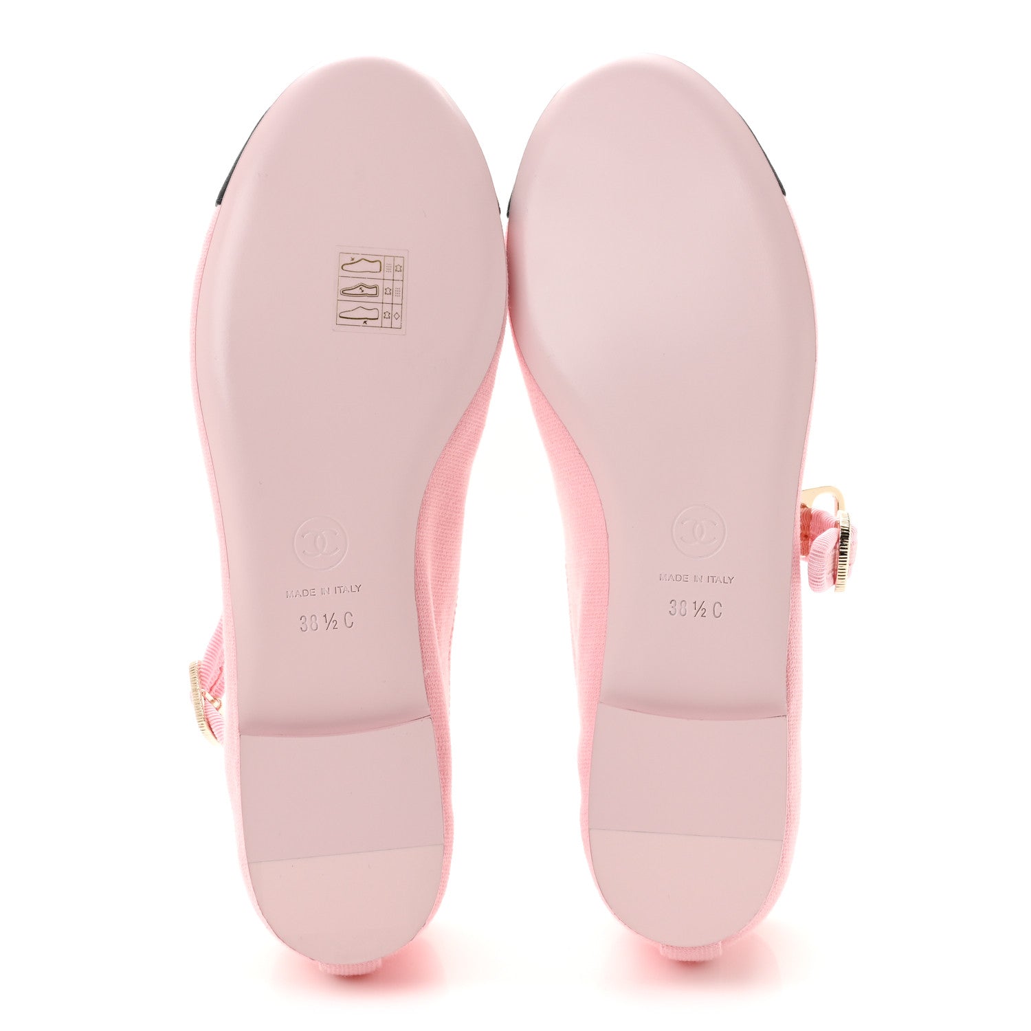 Chanel Fabric Grosgrain Mary Jane Flats 38.5 Light Pink Black 6 of 10