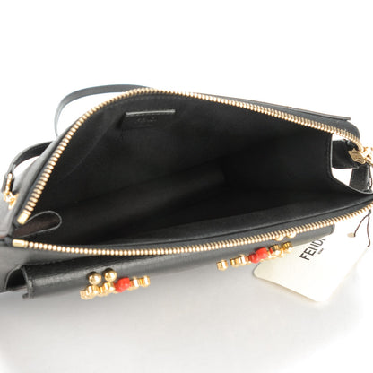 Fendi Vitello Elite Studded Monster Crossbody Bag Black 5 of 7
