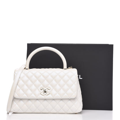 Chanel Iridescent Caviar Quilted Small Coco Handle Flap White 11 of 11