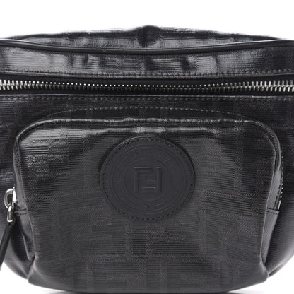 Fendi Glazed Fabric Vitello Century FF 1974 Stamp Patch Pocket Belt Bag Black 10 of 10