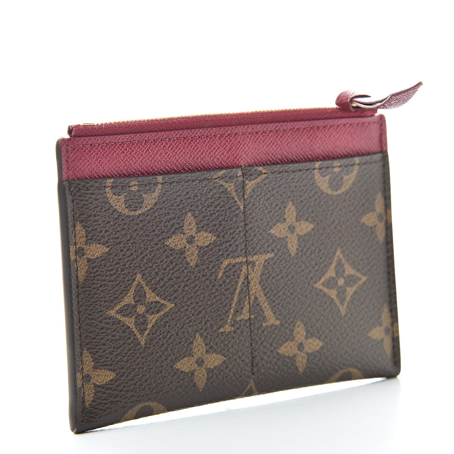 Monogram Zipped Card Holder Fuchsia