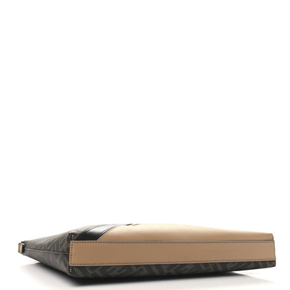 Fendi Glazed Fabric Vitello King FF 1974 Diagonal Medium East West Messenger Tobacco Moro Cuoio 4 of 10