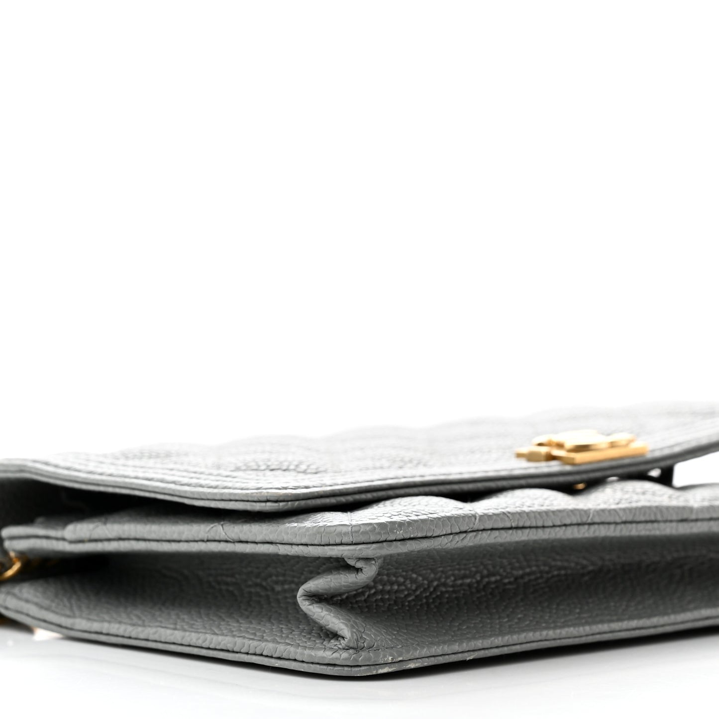 Caviar Quilted Boy Wallet On Chain WOC Grey