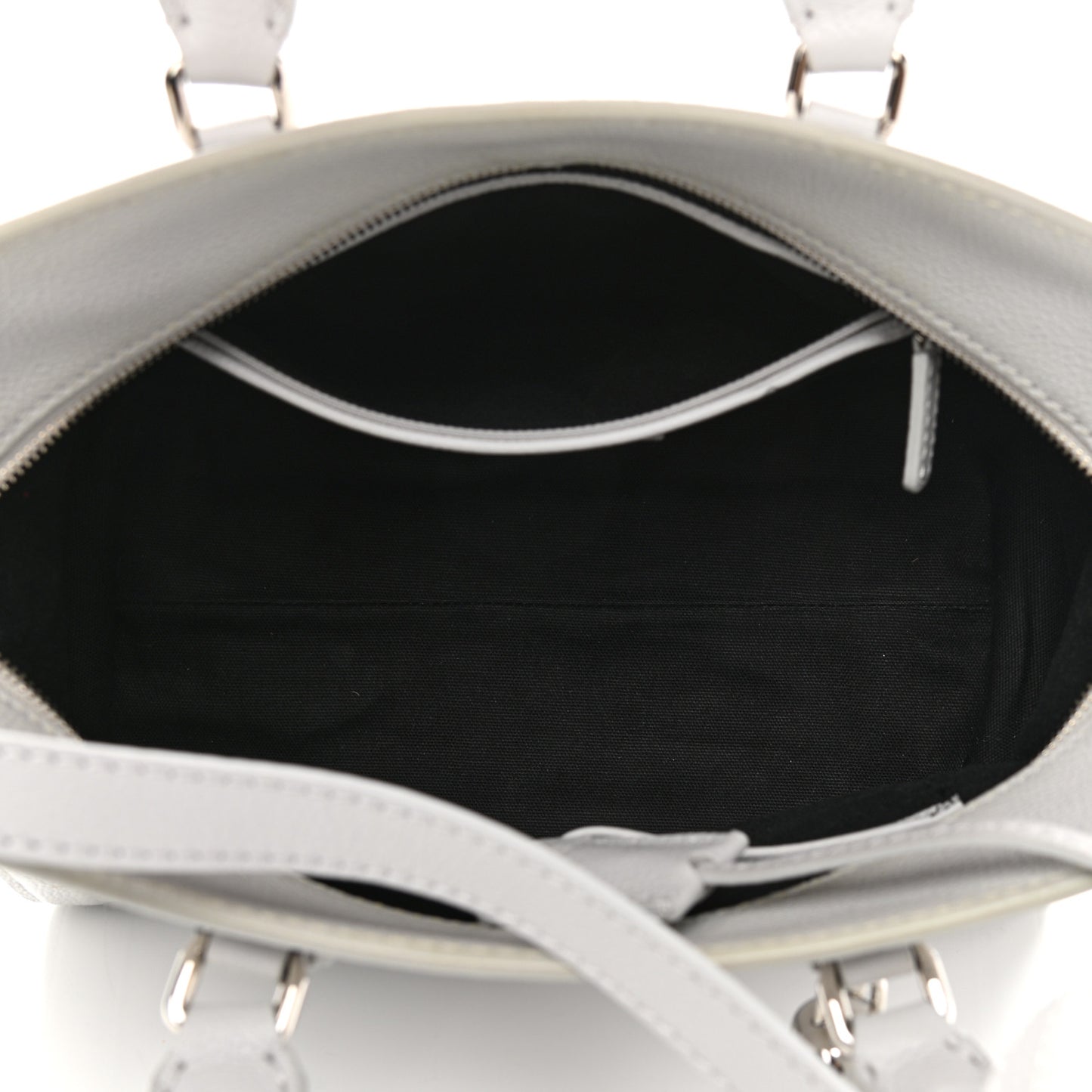 Pebbled Calfskin Small Skull Padlock Zip Around Tote Light Grey