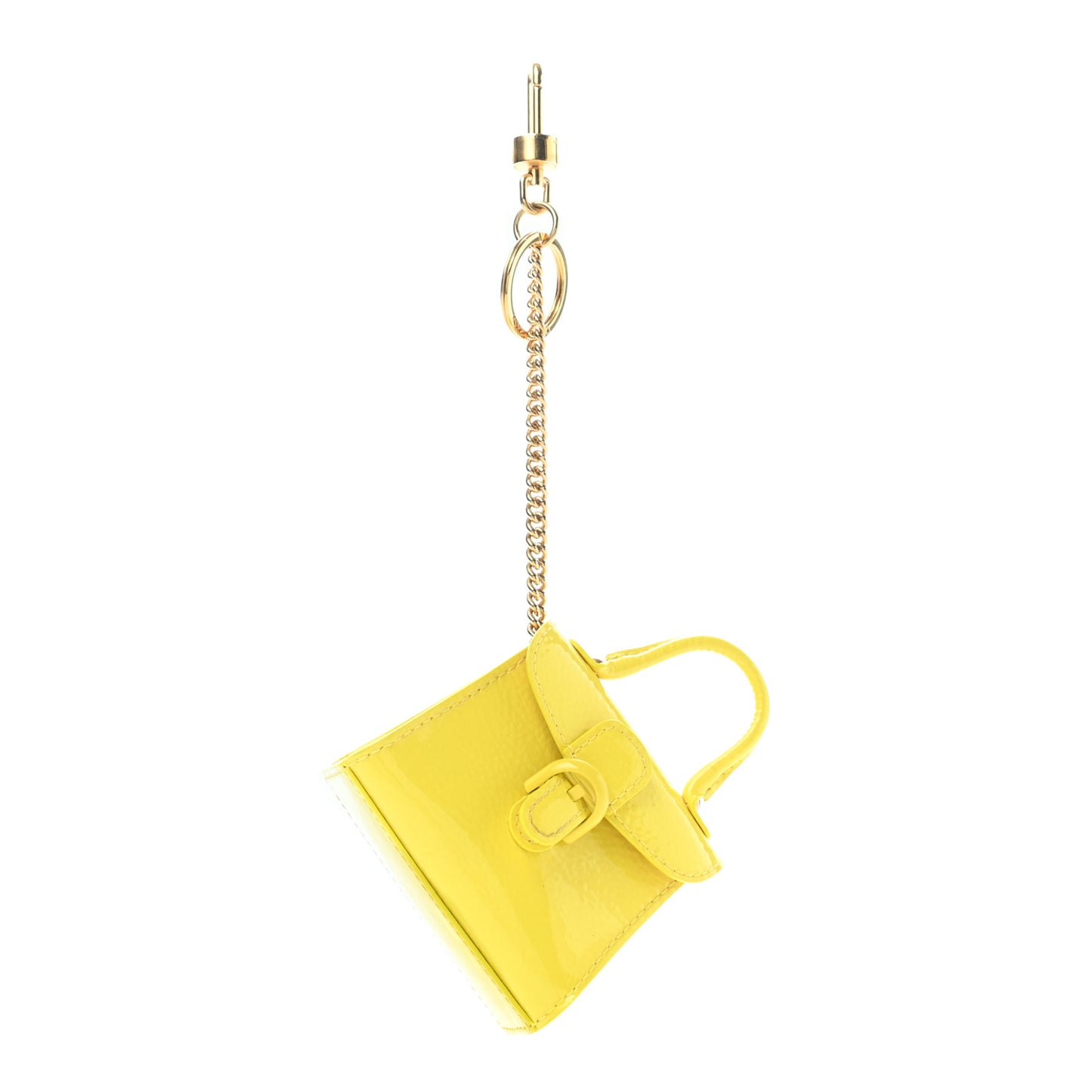 Patent Calfskin Mini Brillant Bag Charm Yellow