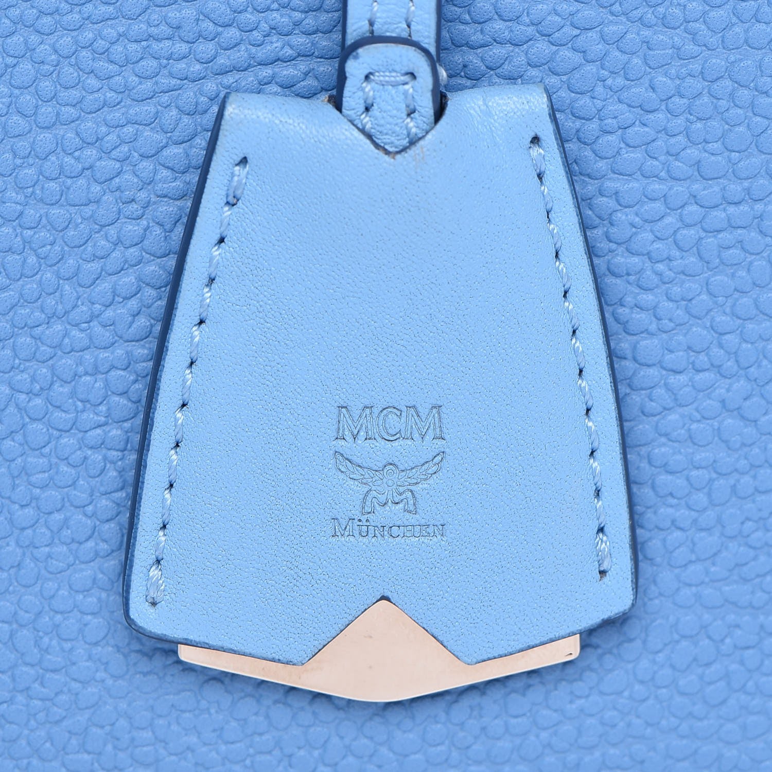 MCM Grained Calfskin Mini Milla Tote Mediterranean Blue 12 of 17