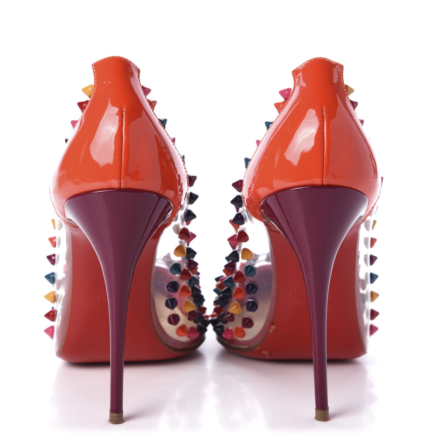 Christian Louboutin Patent PVC Spike Me 100 Pumps 38 Pinky 6 of 10