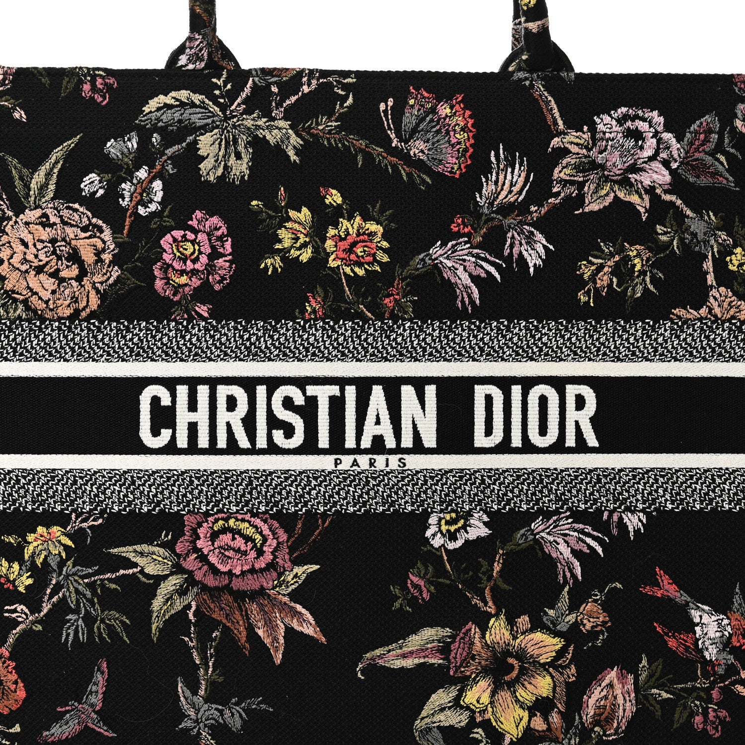 Christian Dior Canvas Jardin Botanique Embroidered Large Book Tote Black Multicolor 8 of 10