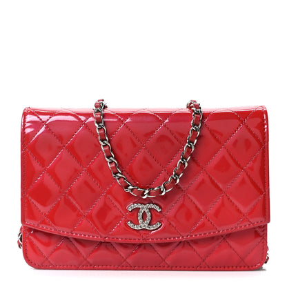 Chanel Patent Quilted Brilliant Wallet On Chain WOC Red 1 of 10