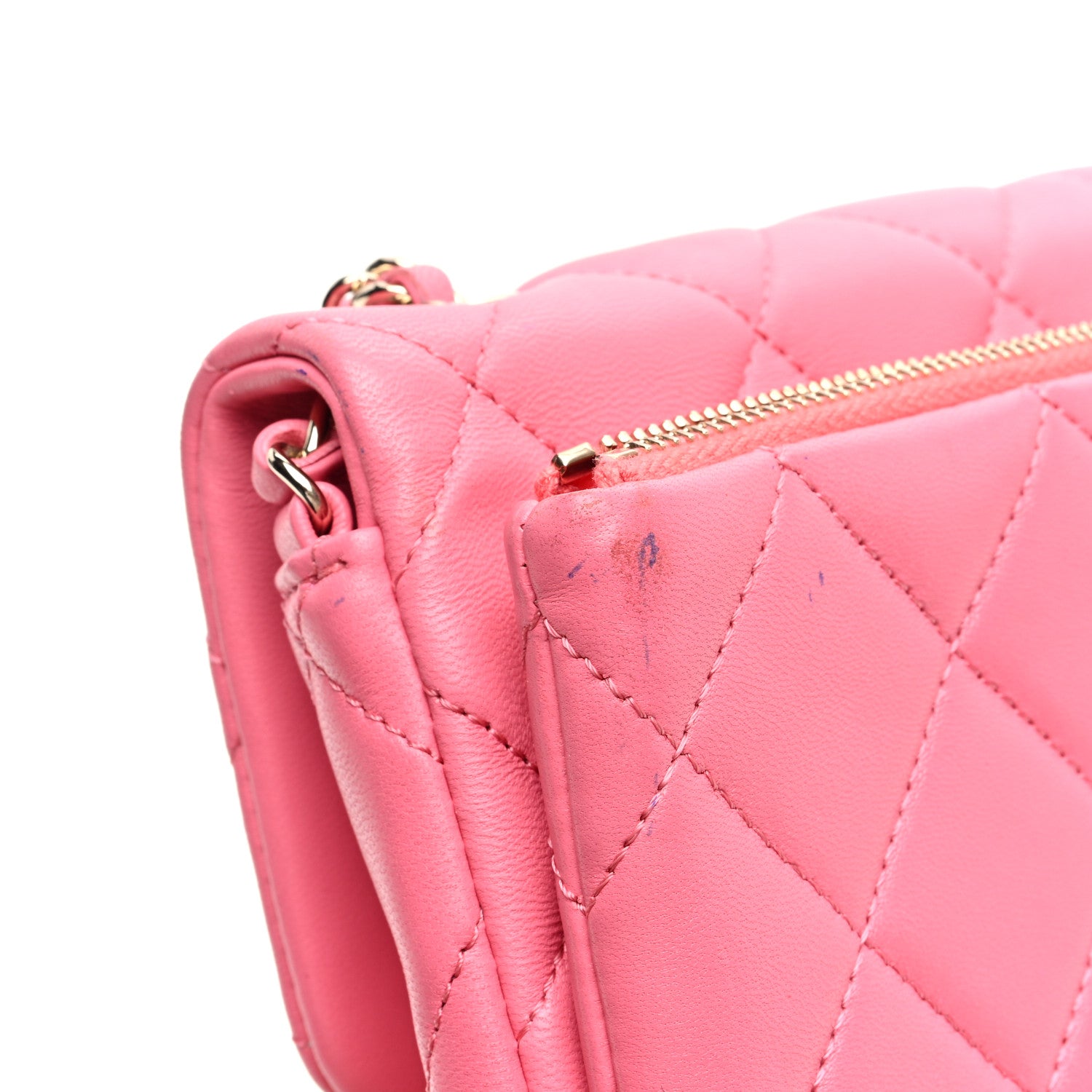 Chanel Lambskin Quilted CC Pocket Clutch With Chain Pink 17 of 19