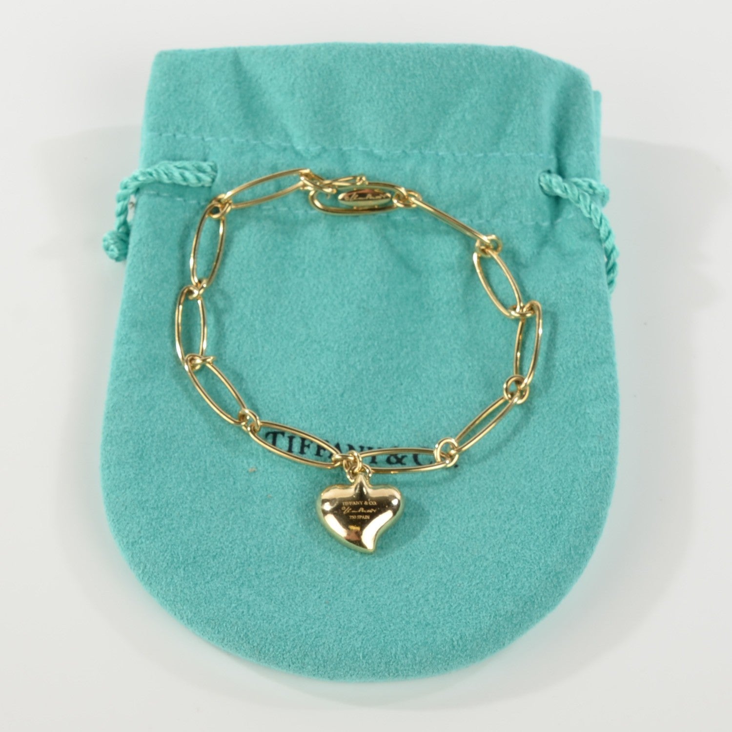 Tiffany 18K Yellow Gold Elsa Peretti Full Heart Charm Bracelet 6 of 6