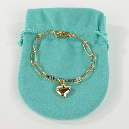 Tiffany 18K Yellow Gold Elsa Peretti Full Heart Charm Bracelet 6 of 6