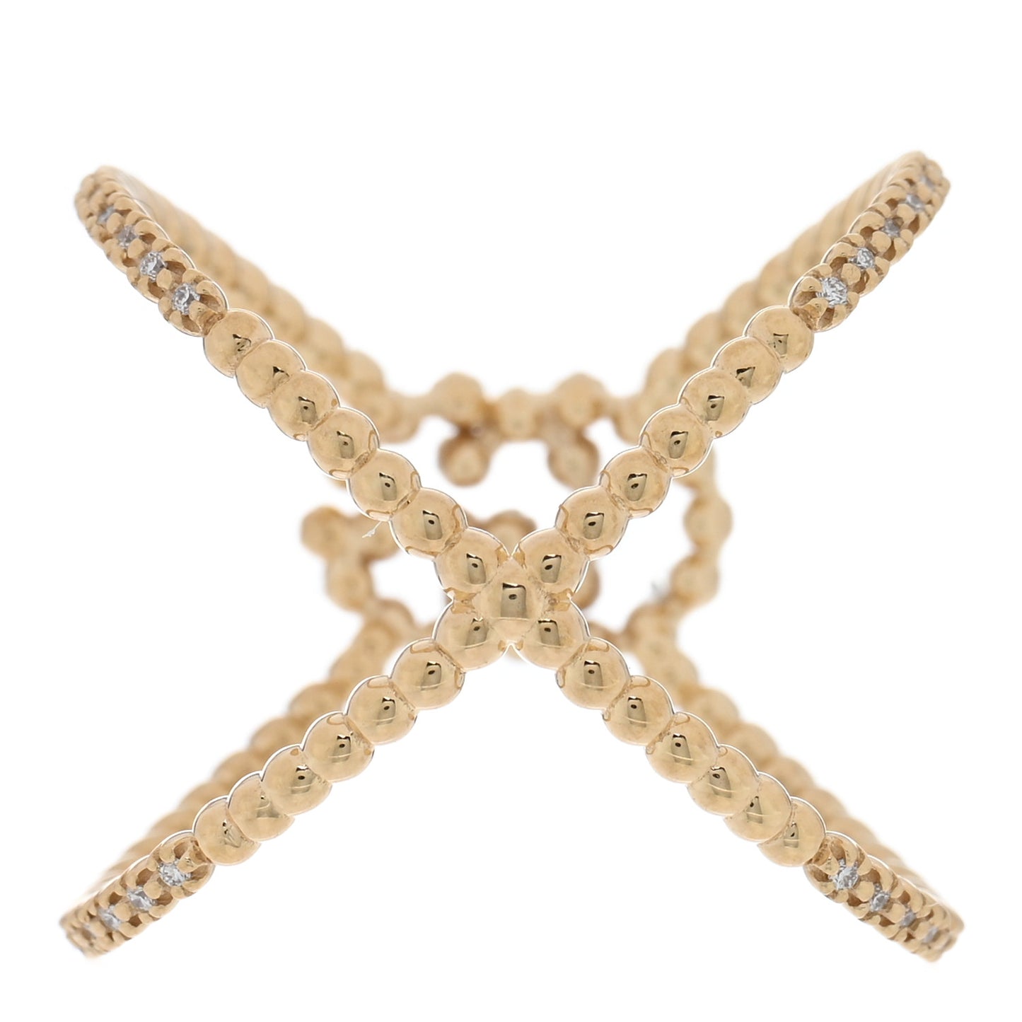 18K Yellow Gold Diamond Running G Cross Pave Ring 56 7.5