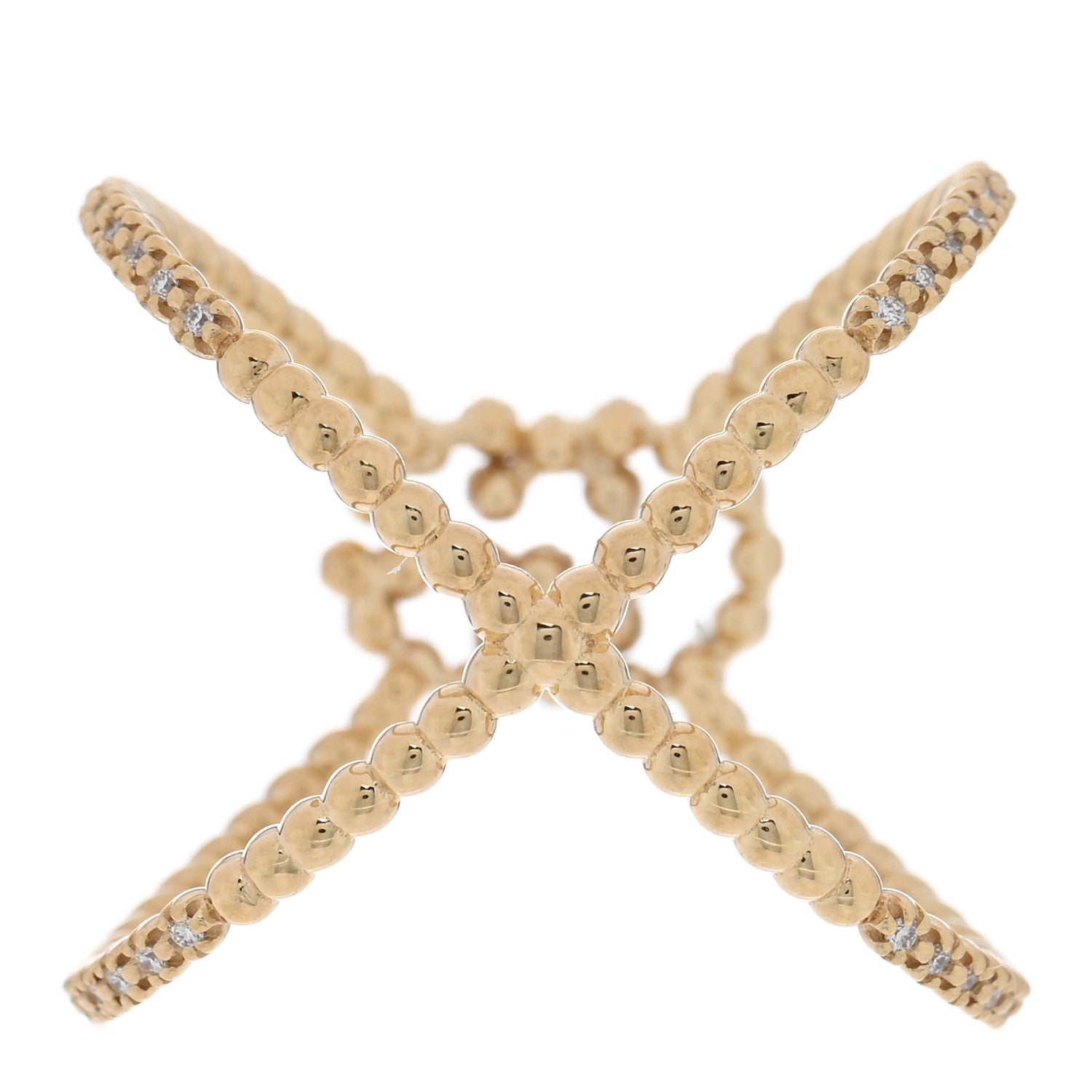 Gucci 18K Yellow Gold Diamond Running G Cross Pave Ring 56 7.5 3 of 5