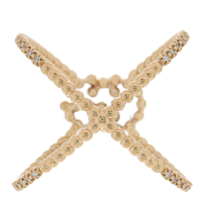 Gucci 18K Yellow Gold Diamond Running G Cross Pave Ring 56 7.5 3 of 5