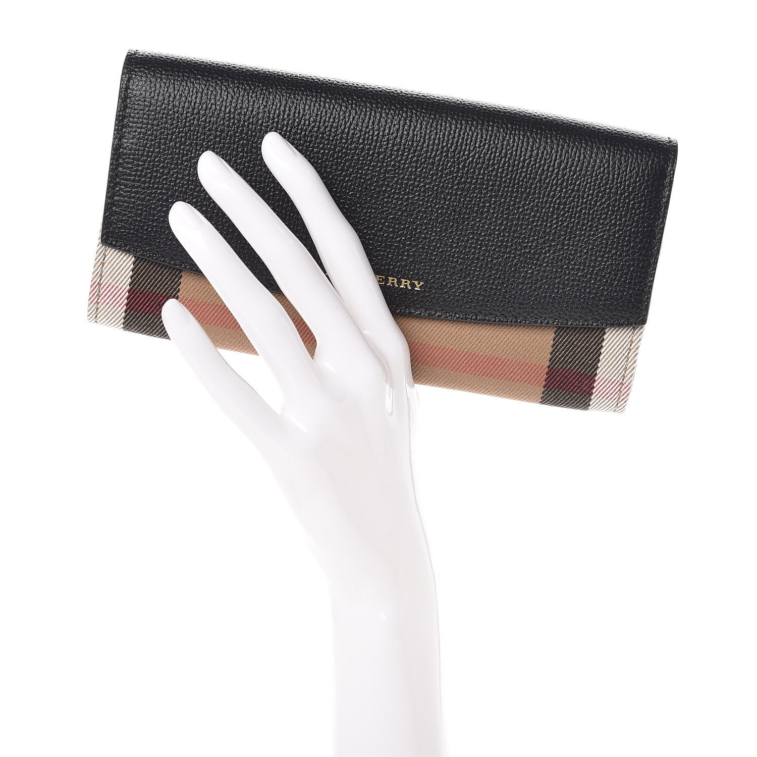 Burberry Calfskin House Check Porter Continental Wallet Black 2 of 8