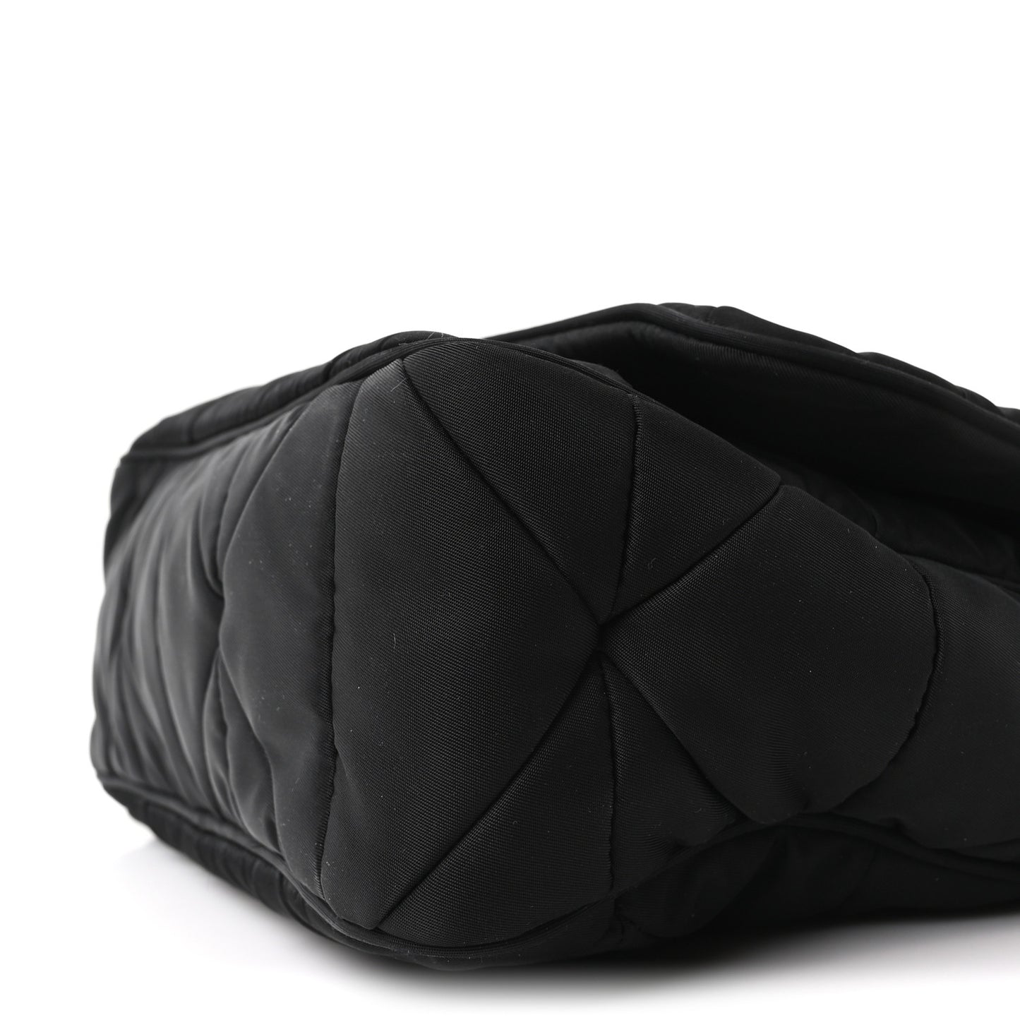 Re-Nylon Quilted Padded Flap Shoulder Bag Black