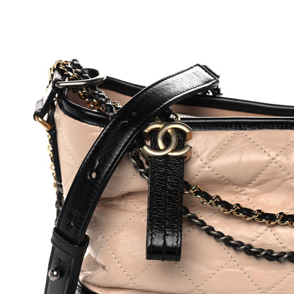Chanel Aged Calfskin Quilted Medium Gabrielle Hobo Beige Black 8 of 10