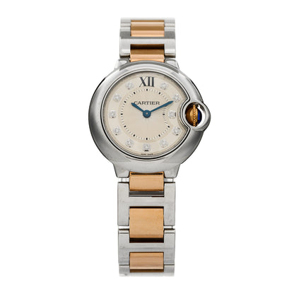 Cartier Stainless Steel 18K Pink Gold Diamond 28mm Ballon Bleu De Cartier Quartz Watch 1 of 4